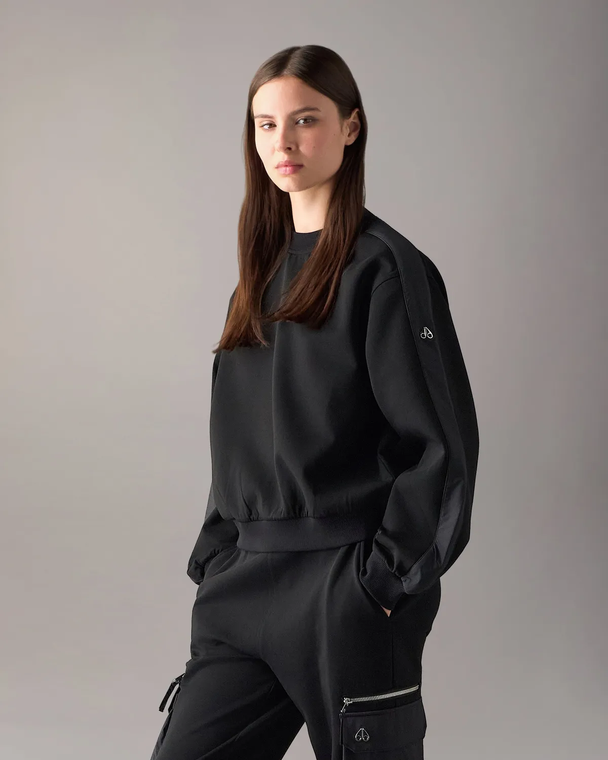 Moose Knuckles Mixed Media sweat col rond plâtre stretch