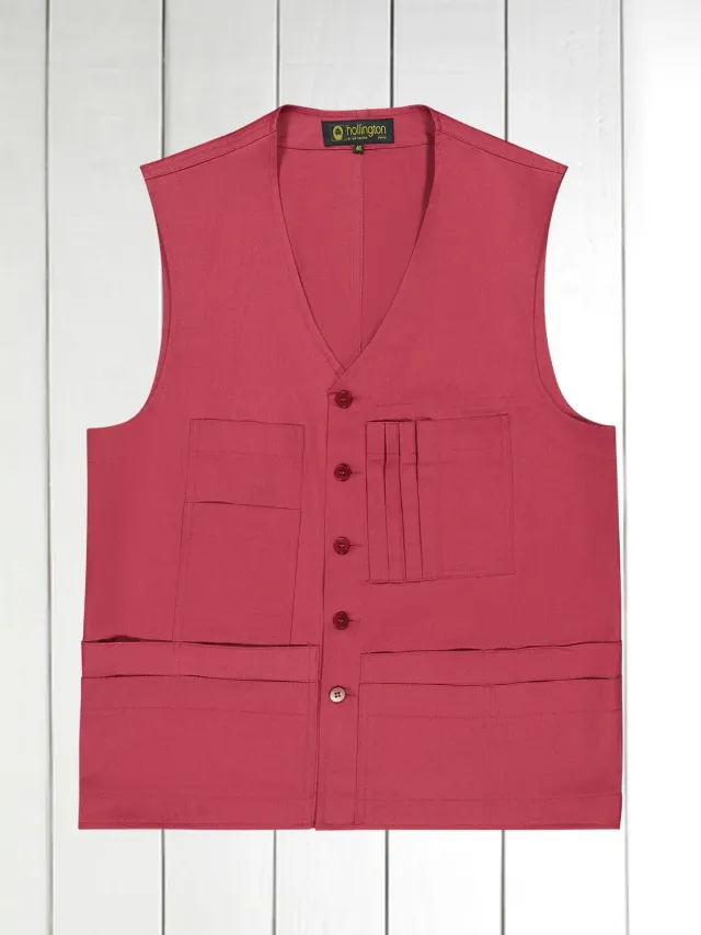Hollington gilet 20 poches coton stretch vieux rose