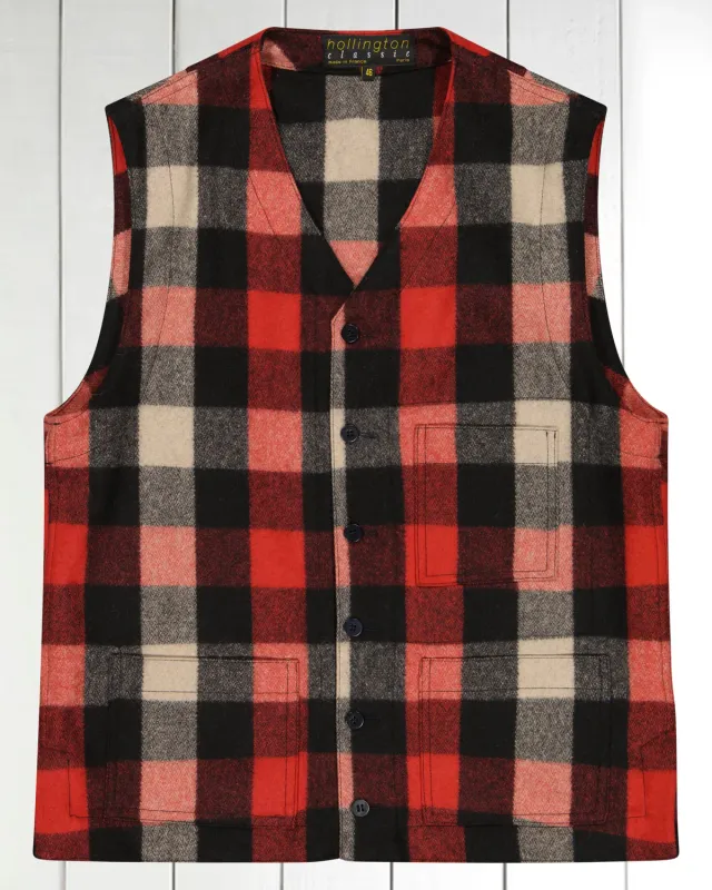 Hollington gilet Lamberjack drap laine rouge blanc 46