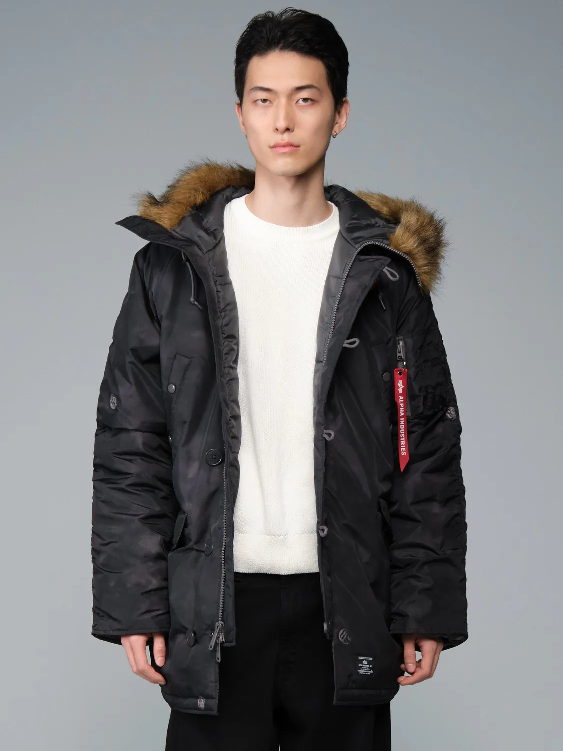 Alpha Industries N-3B Oxford Parka Vintage noir pin