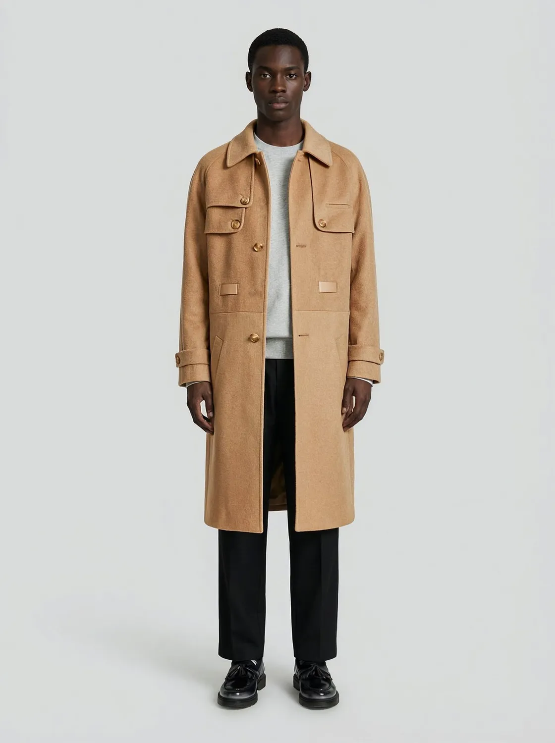 Lebrun trench camel laine cachemire homme droit