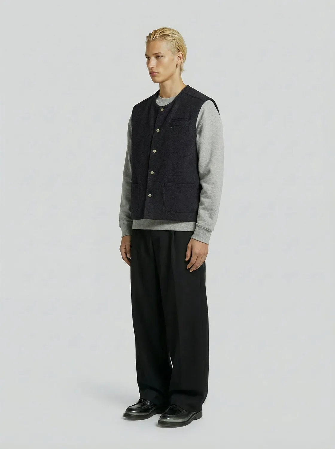 Lebrun veste sans manches gris anthracite laine doublée