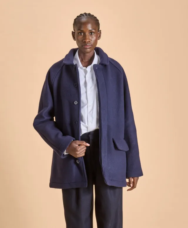 SOUBACQ Le Trench Highland trench laine bleu profond