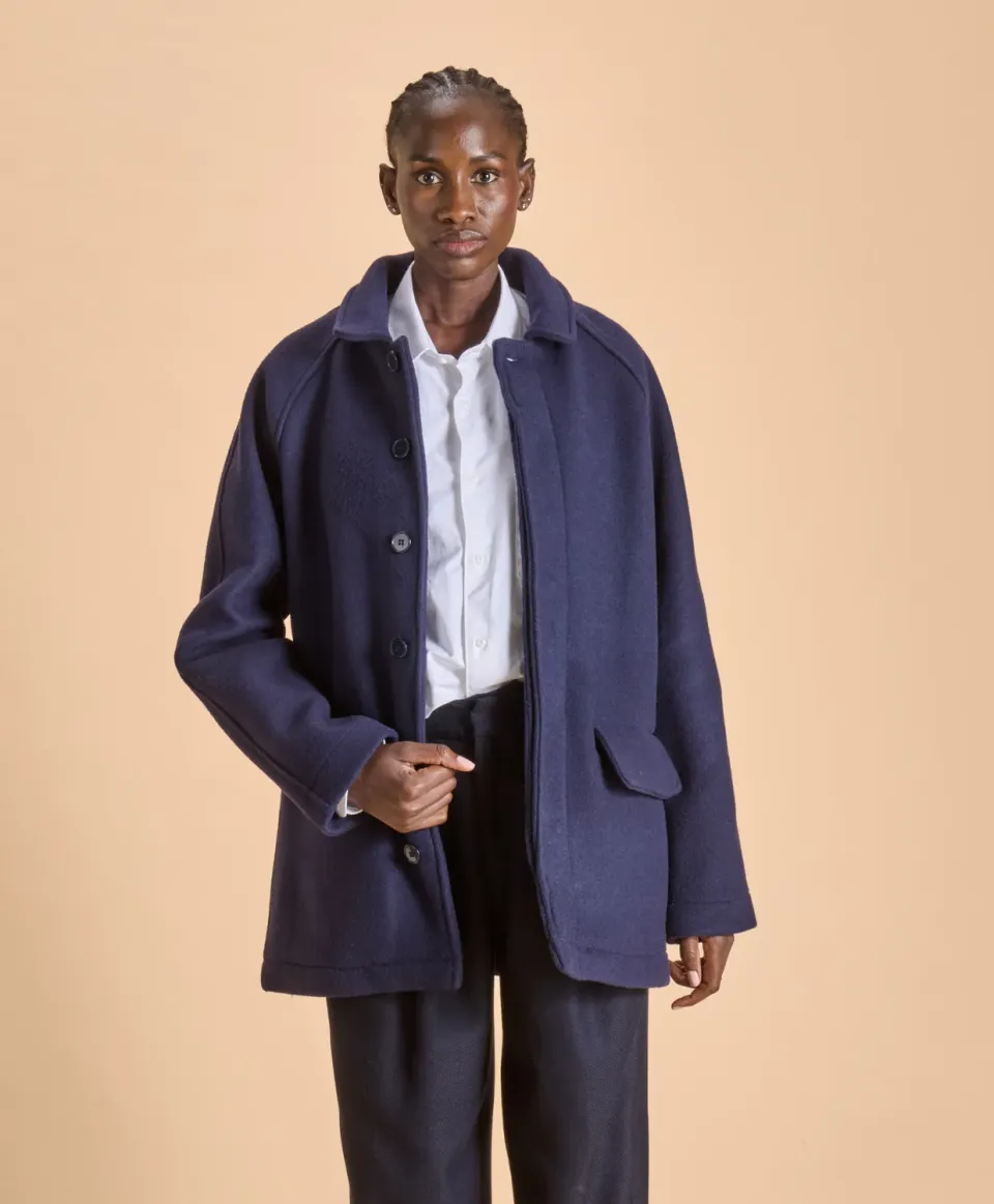 SOUBACQ Le Trench Highland trench laine bleu profond