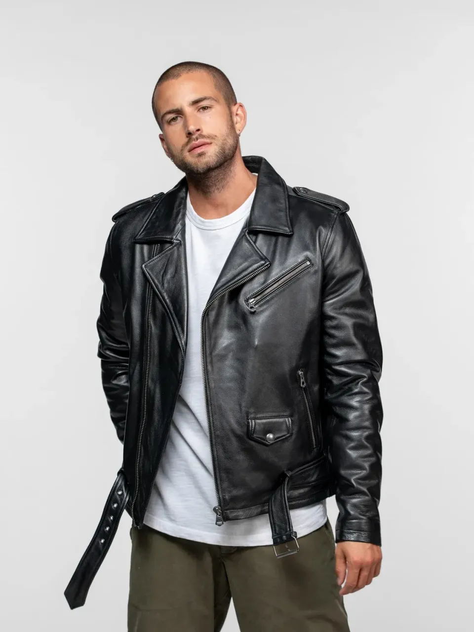 DAYTONA Rick perfecto cuir homme noir vachette épais