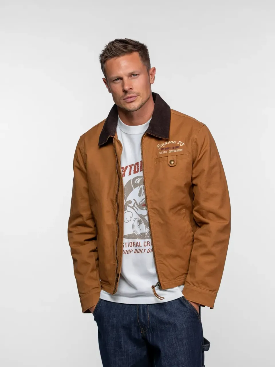 DAYTONA Deckett veste worker toile coton cognac