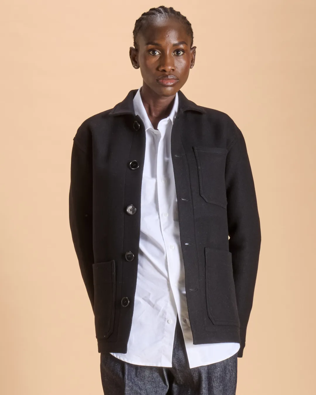 Soubacq Bleu Sesia veste de travail laine noire