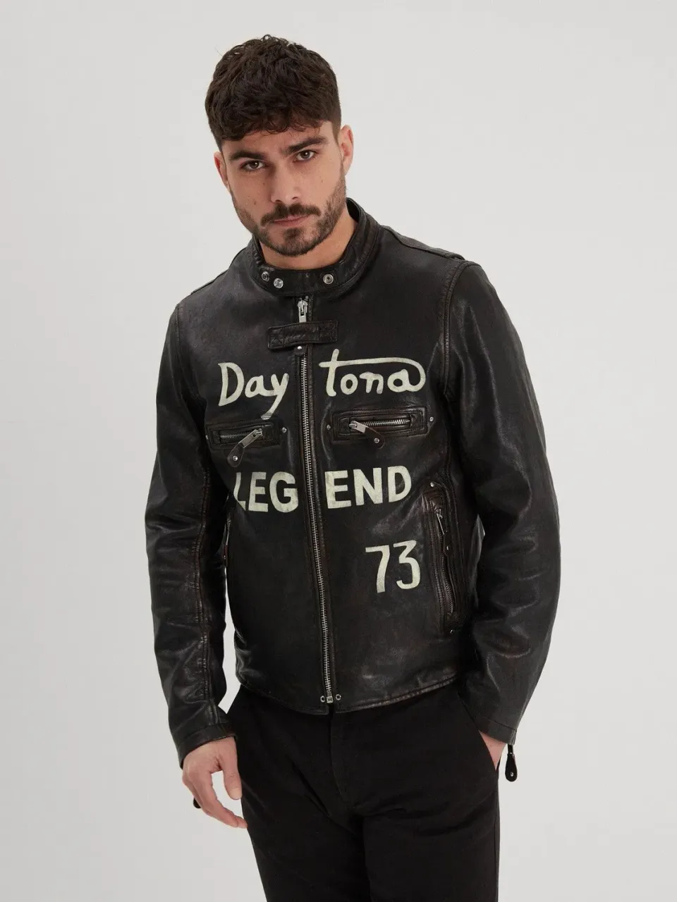 DAYTONA Houghton blouson cuir vintage noir agneau