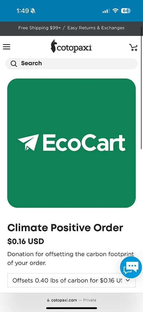 Cotopaxi Climate Positive compensation carbone don