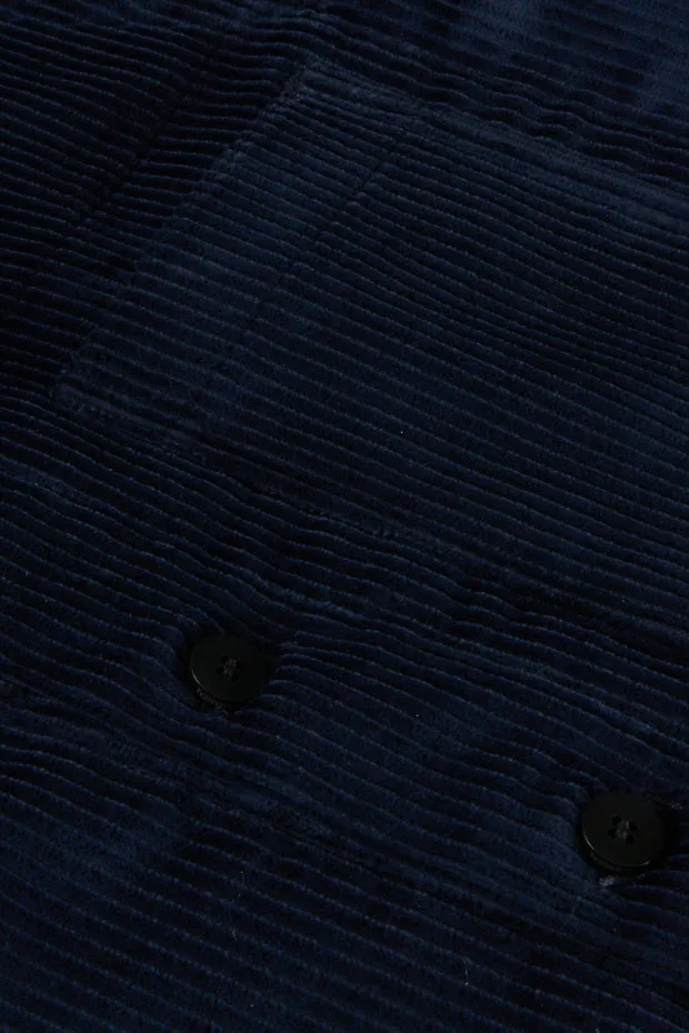 Hollington gilet velours laine bleu marine poches