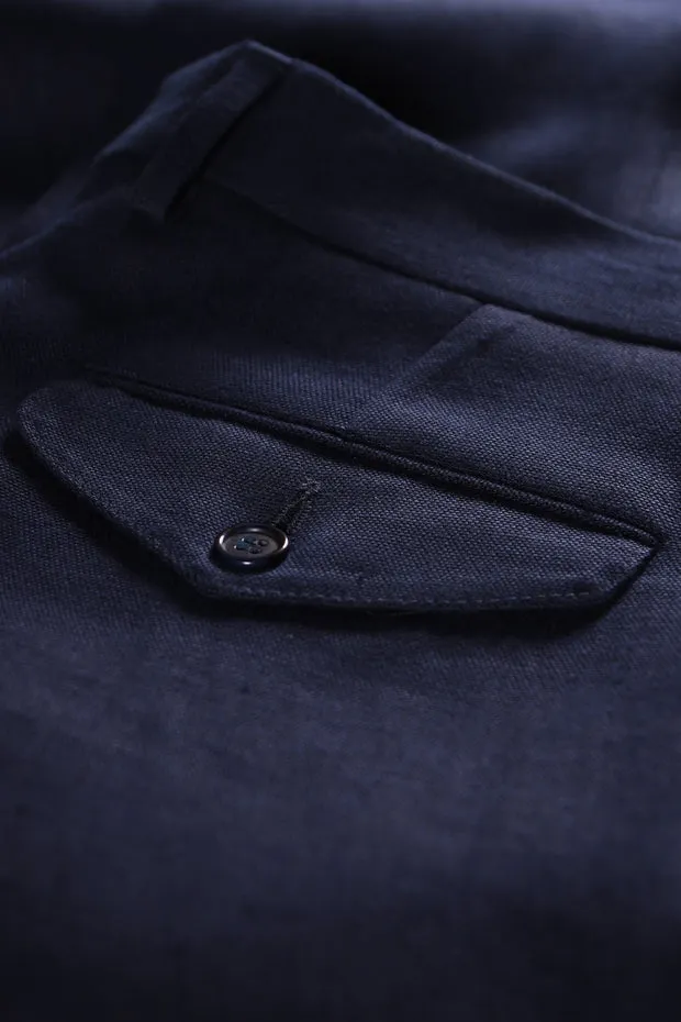 Hollington Jules large pantalon lin bleu marine