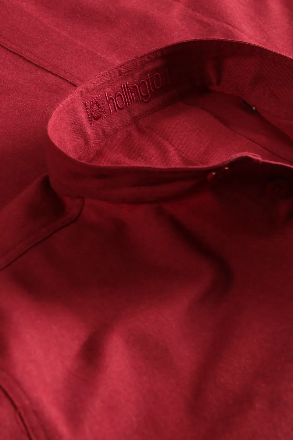 HOLLINGTON chemise col mao coton rouge vermillon droite