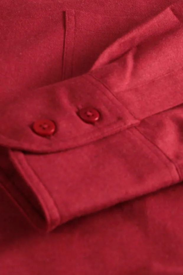 Hollington chemise col mao coton rouge vermillon