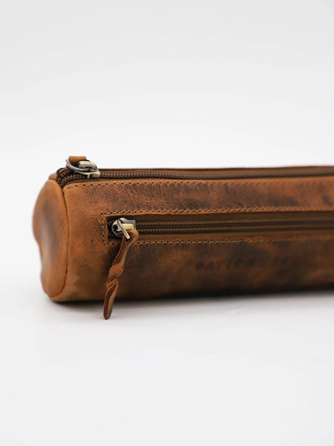 Daytona trousse crayon cuir brun vachette rétro