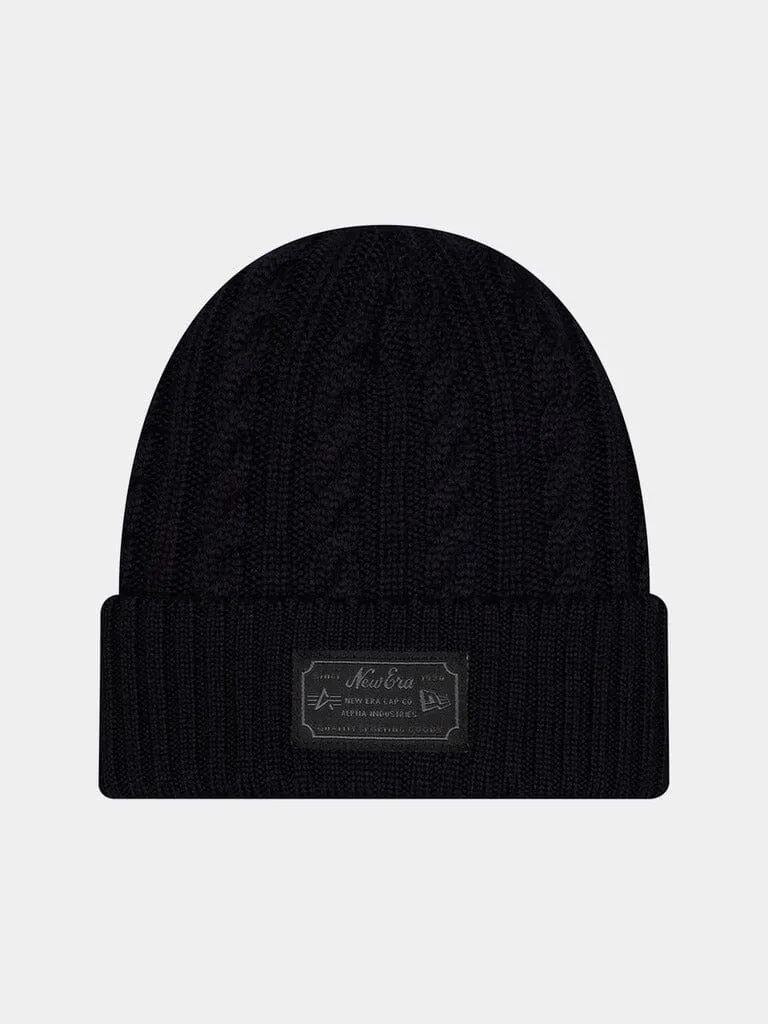 Alpha Industries Yankees Cable Knit bonnet navy 100% laine