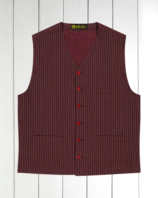 Hollington gilet coton rouge tomette rayures or taille 56