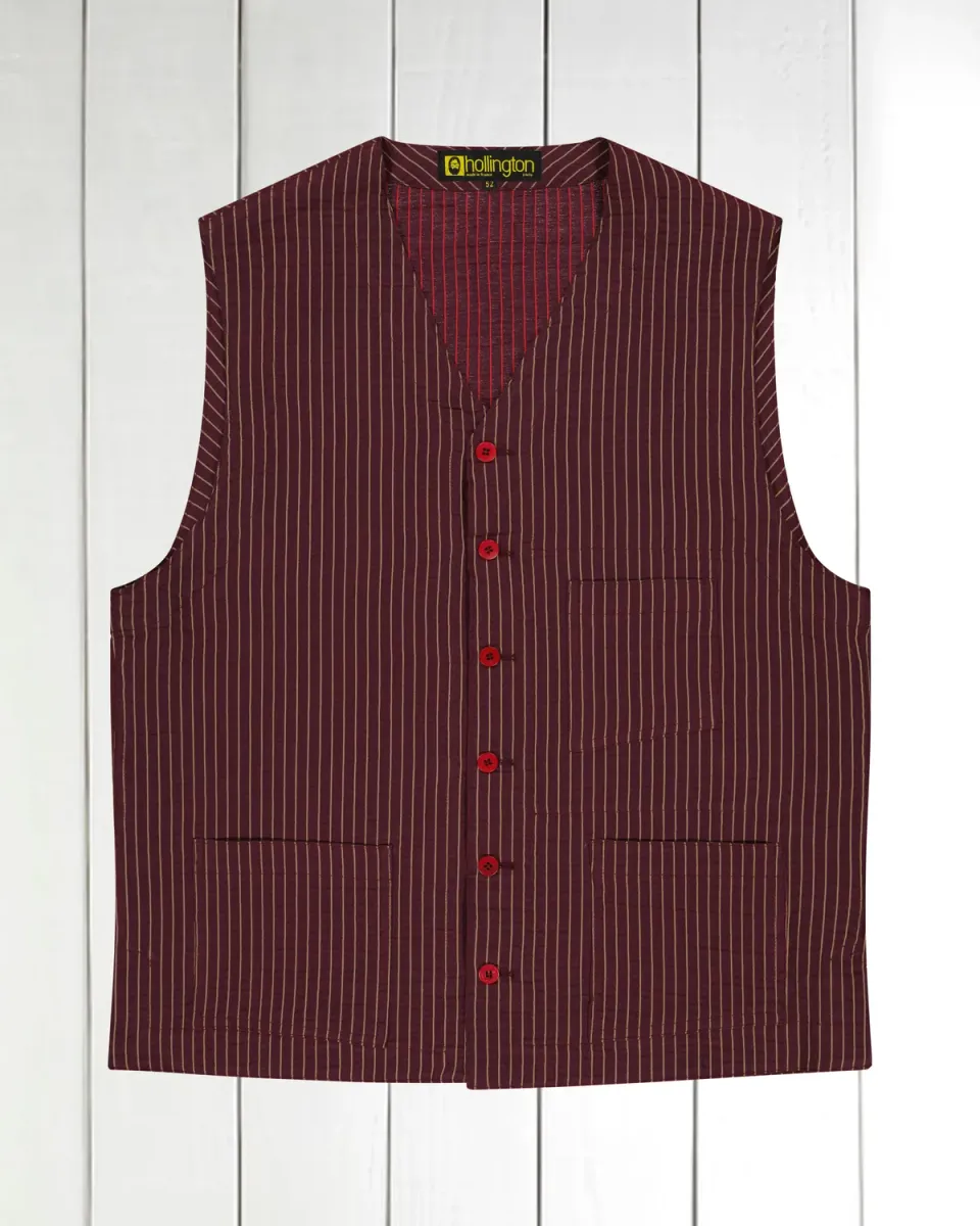 Hollington gilet coton rouge tomette rayures or taille 56