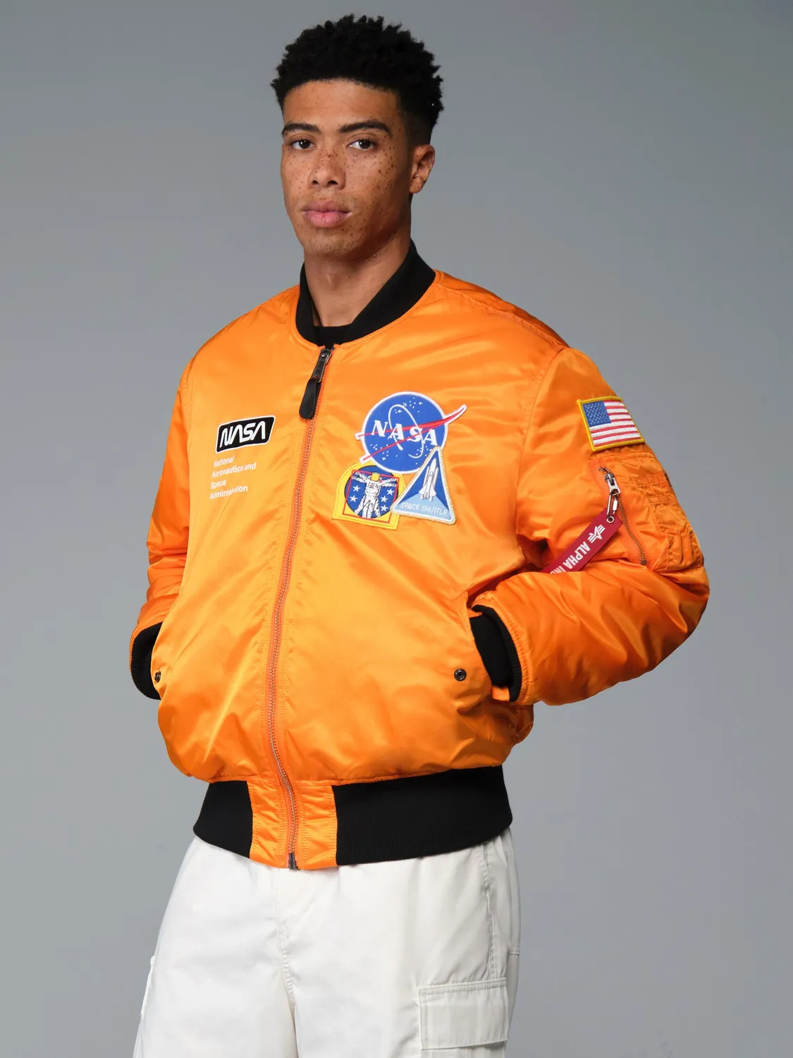Alpha Industries MA-1 bomber NASA Galaxy orange réversible
