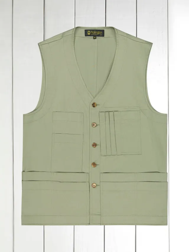 HOLLINGTON 20 Poches gilet serge coton sauge 44