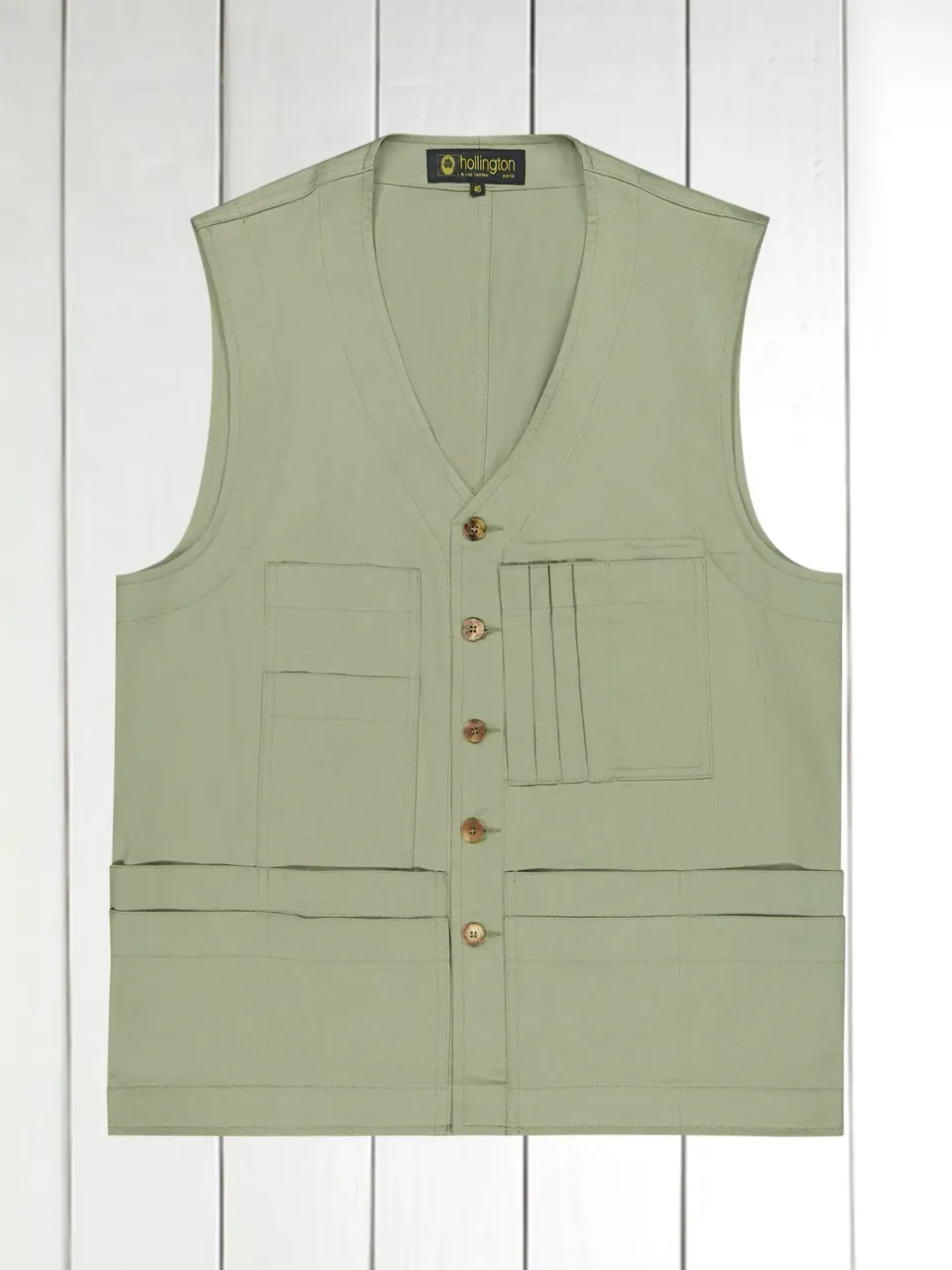 HOLLINGTON 20 Poches gilet serge coton sauge 44