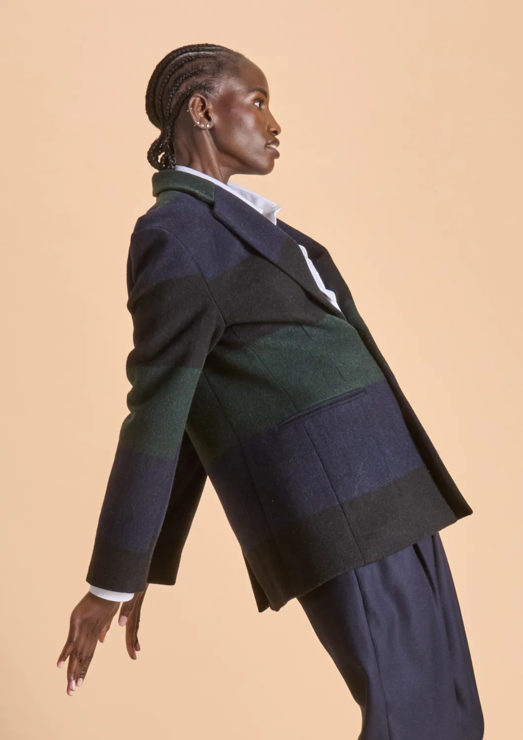 Soubacq Tricolore blazer laine trois bandes