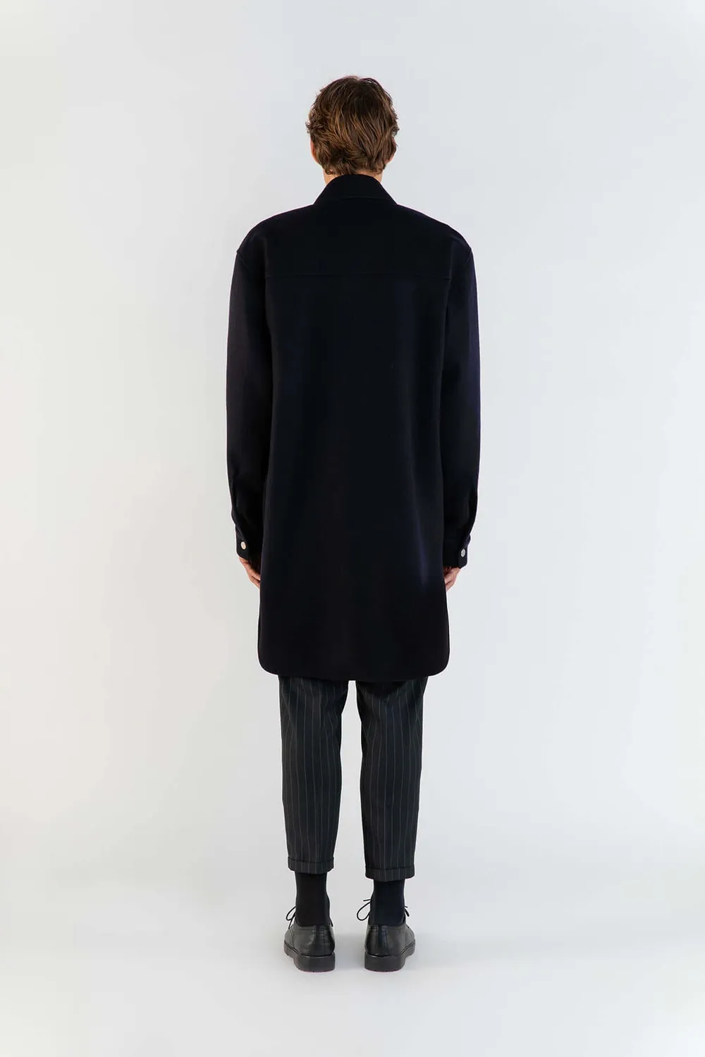 Lebrun Manteau Laine 900g Bleu Homme Surchemise Bleu