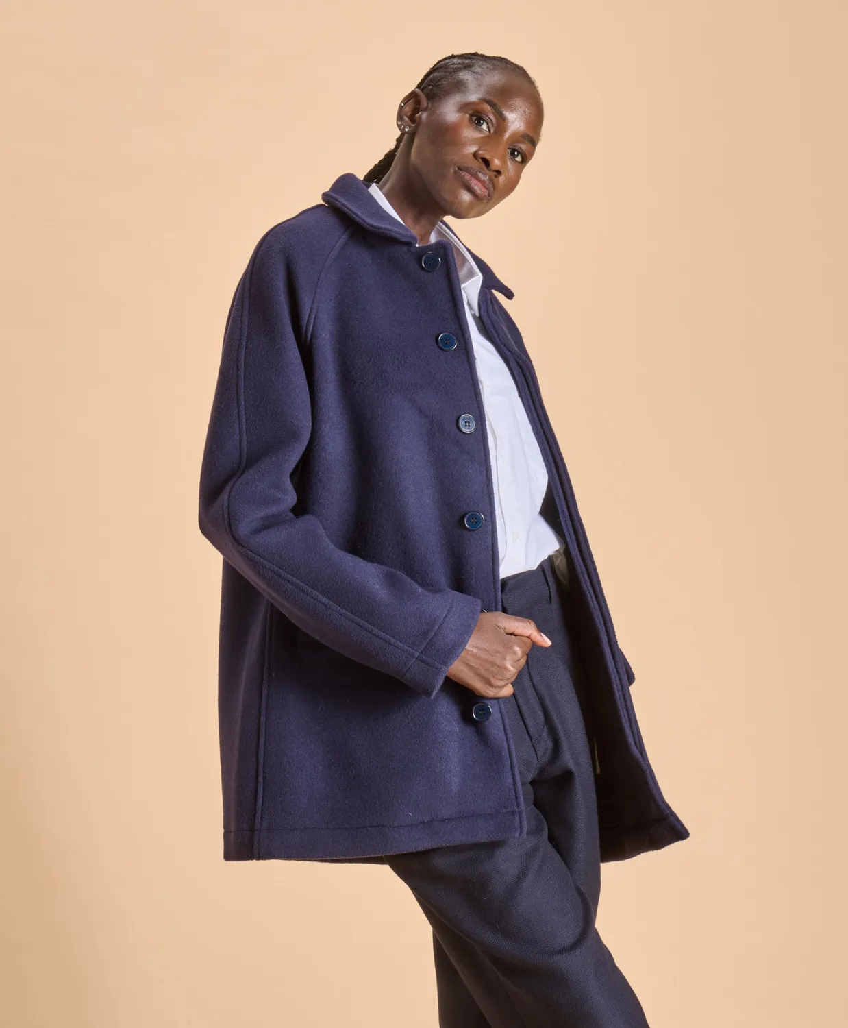 SOUBACQ Le Trench Highland trench laine bleu profond