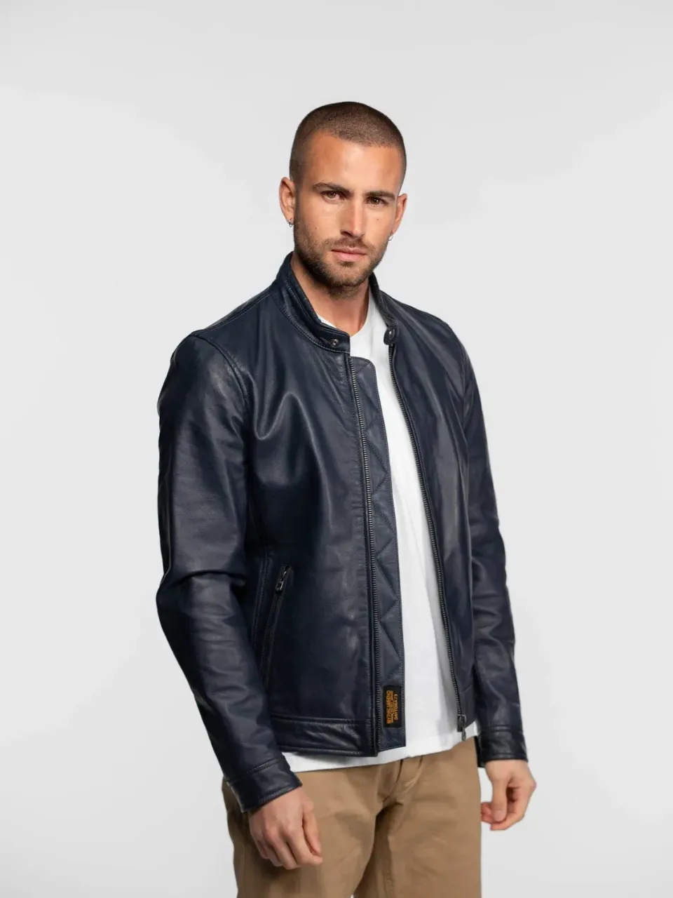 DAYTONA Mercer blouson cuir homme navy mouton grainé