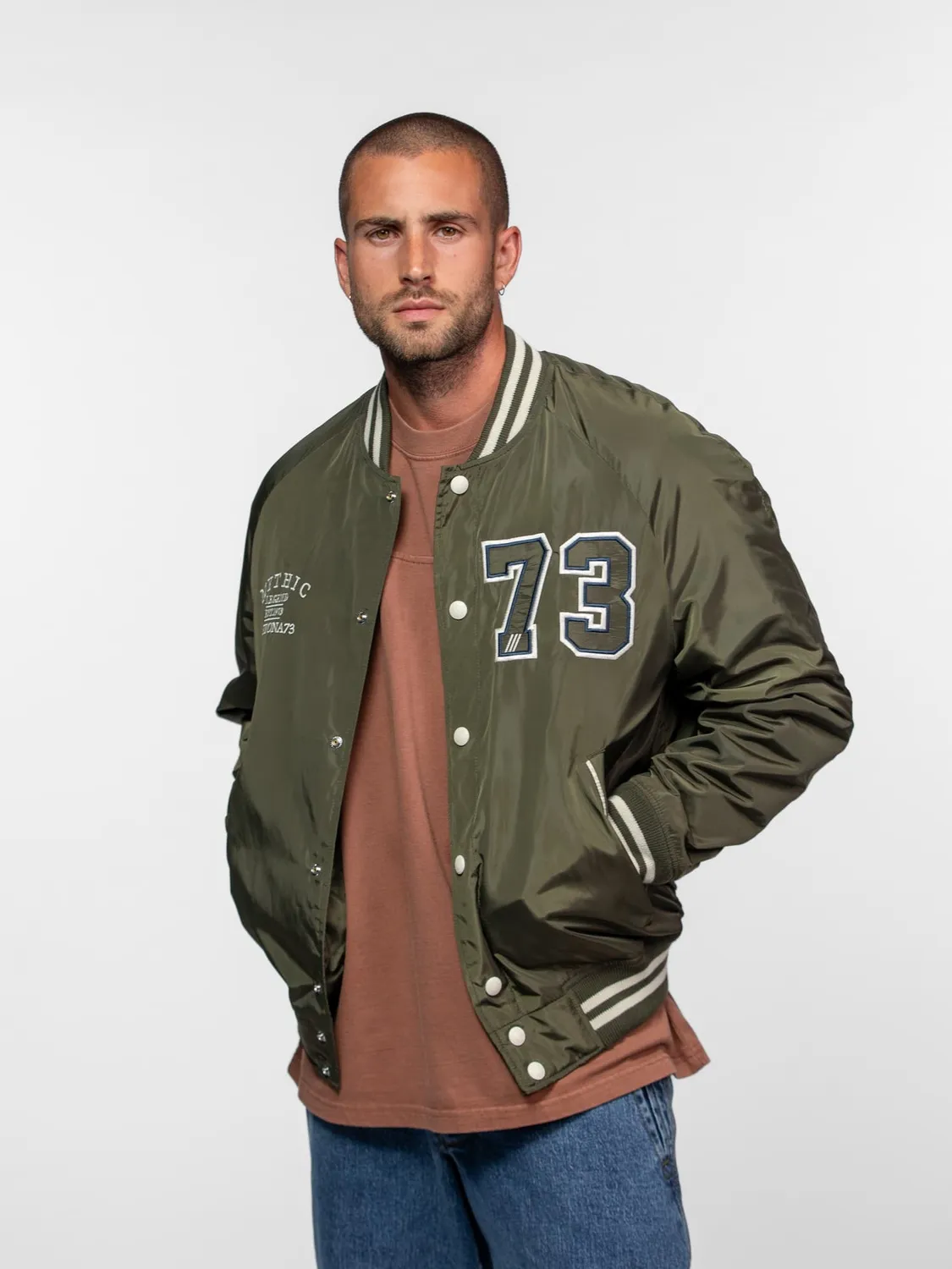Daytona Oshawa teddy nylon Khaki Green boutons