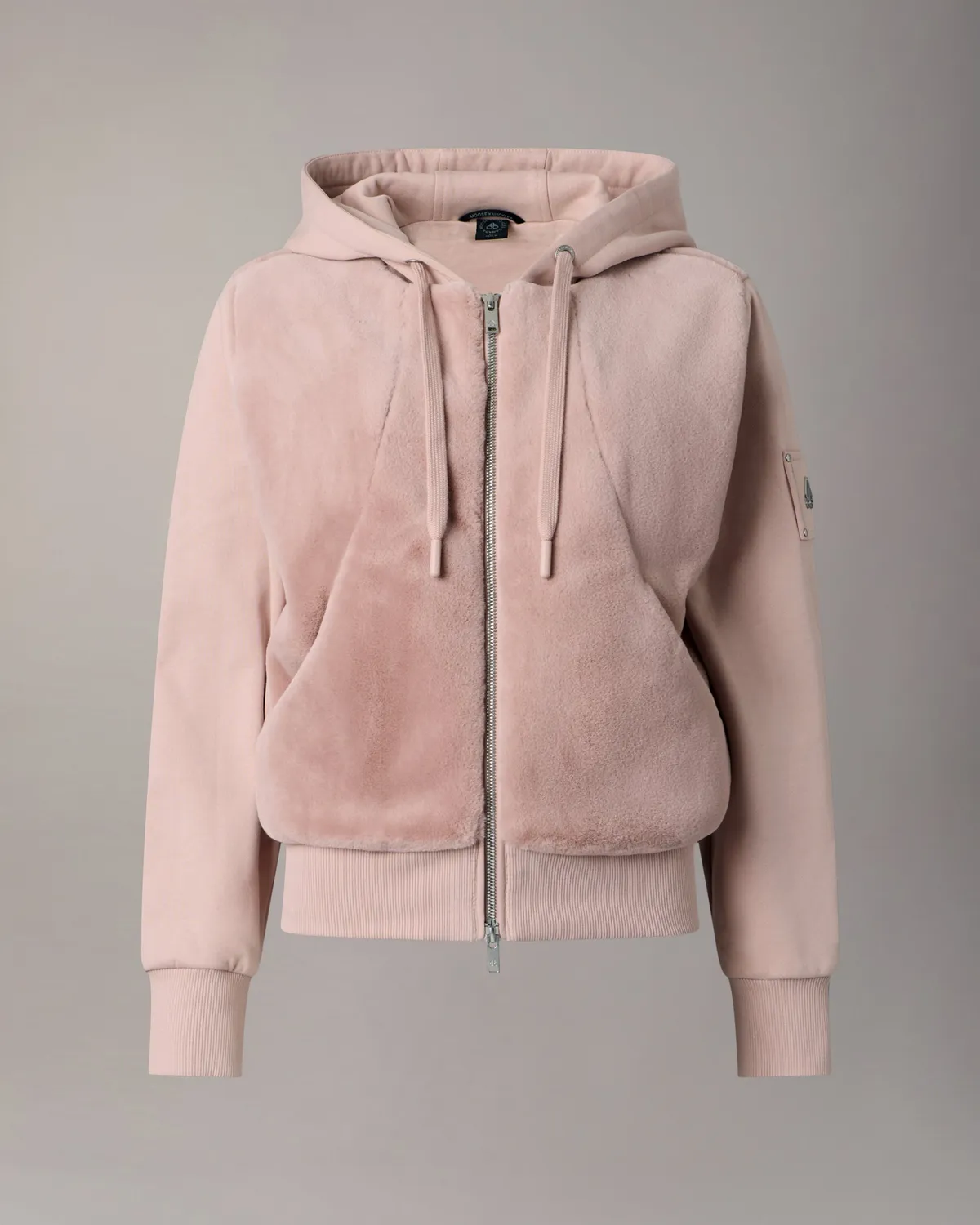 Moose Knuckles Bunny Roslyn Hoodie Rosewood fausse fourrure