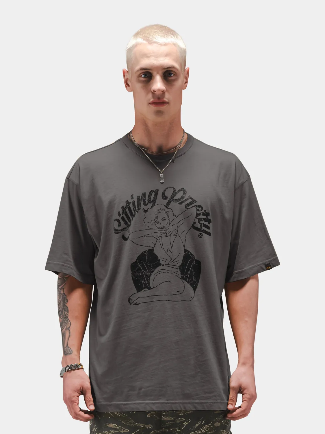 Alpha Industries Sitting Pretty t-shirt unisexe gris coton