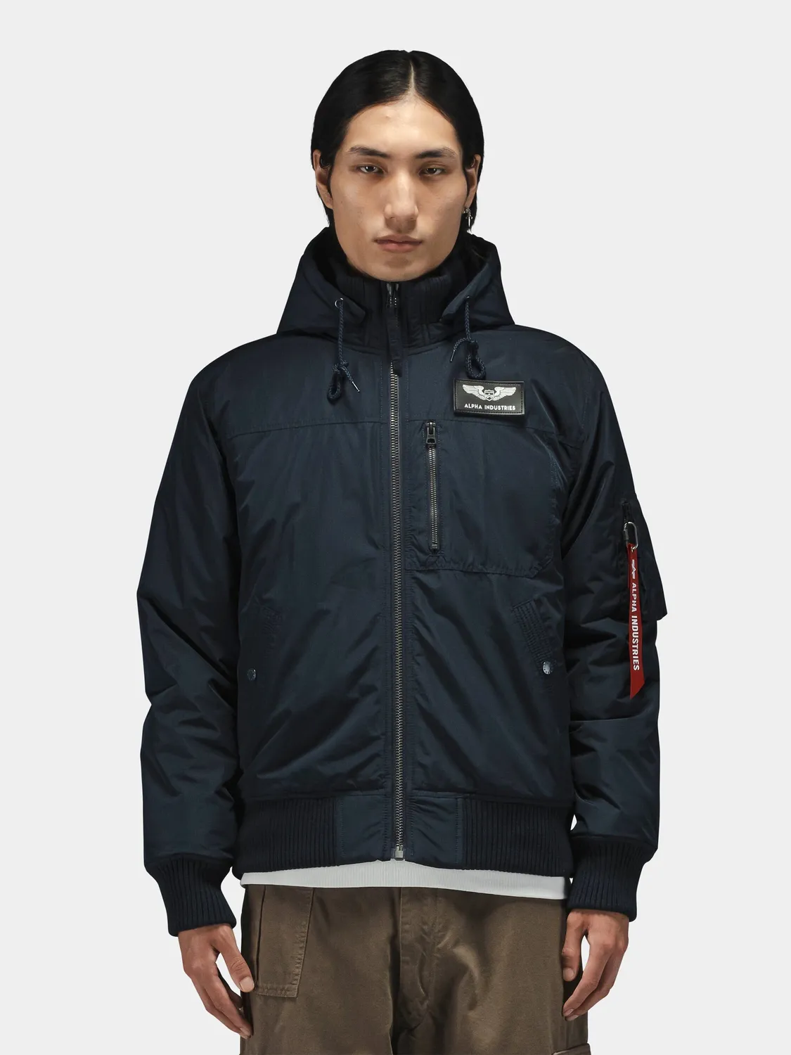 Alpha Industries MA-1 Hooded Rib bomber noir à capuche