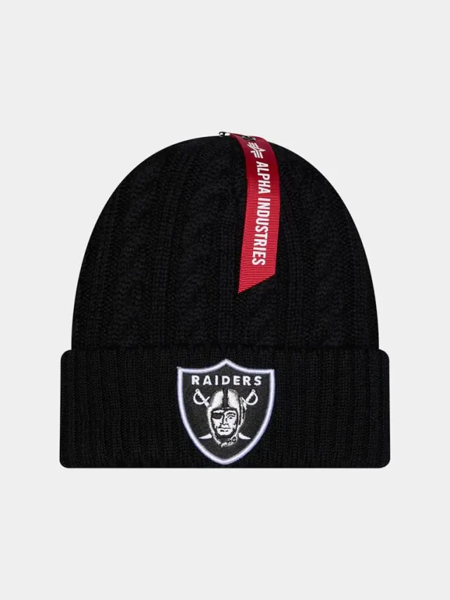 Alpha Industries Raiders Beanie noir laine mérinos