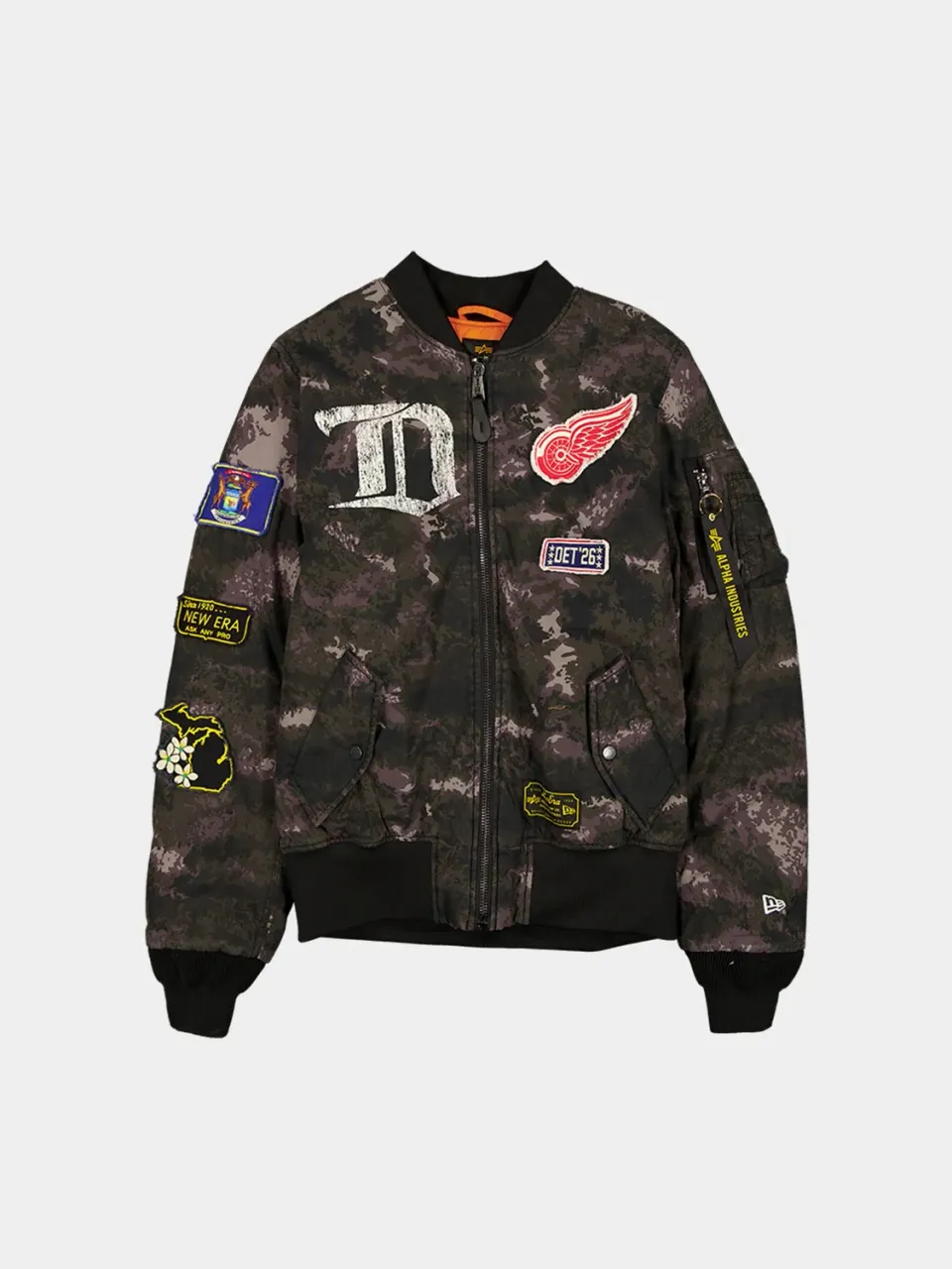Alpha Industries MA-1 Detroit Red Wings bomber noir camo réversible