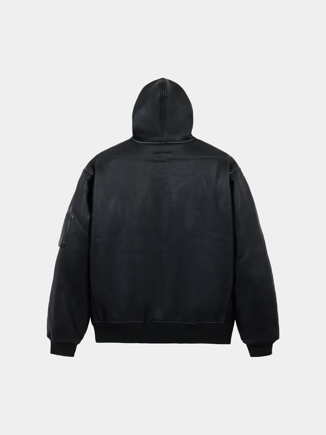Alpha Industries MA-1 Hooded bomber simili cuir noir doublé