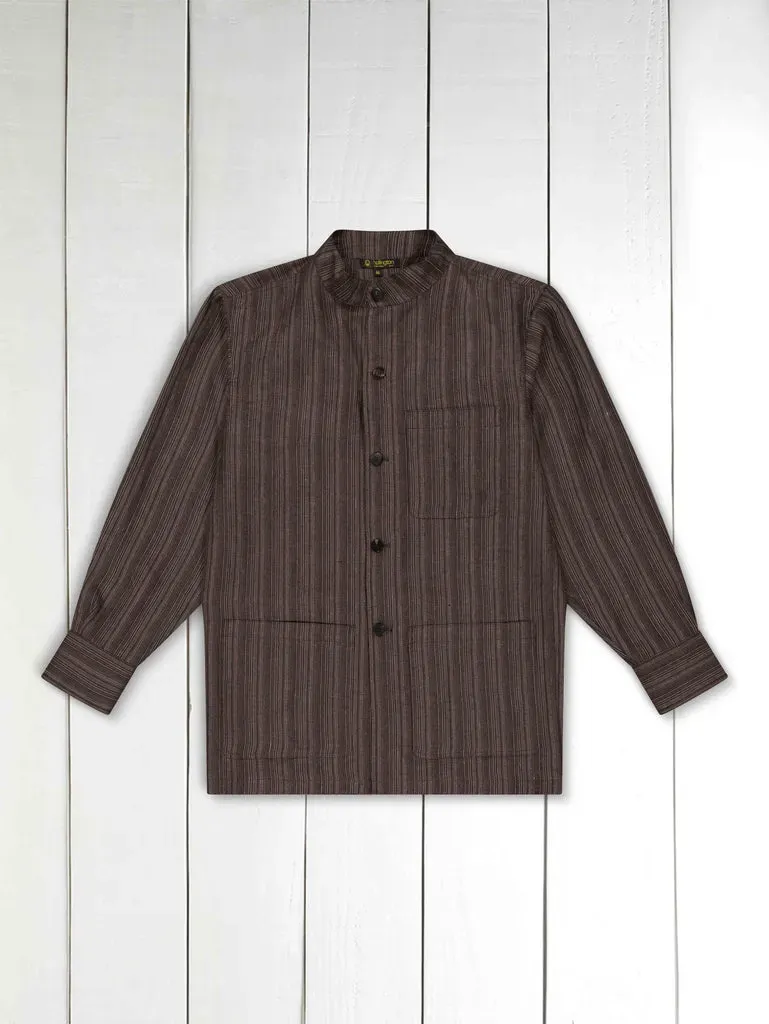 Hollington surchemise col mao toile lin écru