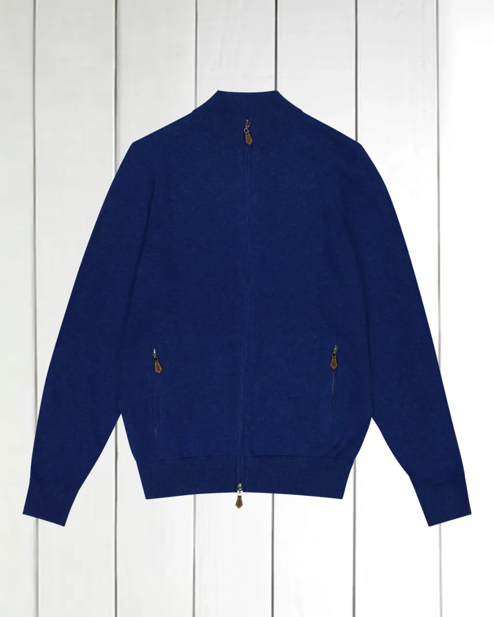 Hollington cardigan zippé Geelong bleu indigo laine