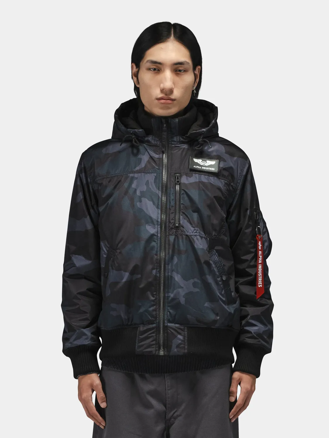 Alpha Industries MA-1 Hooded Rib bomber noir à capuche