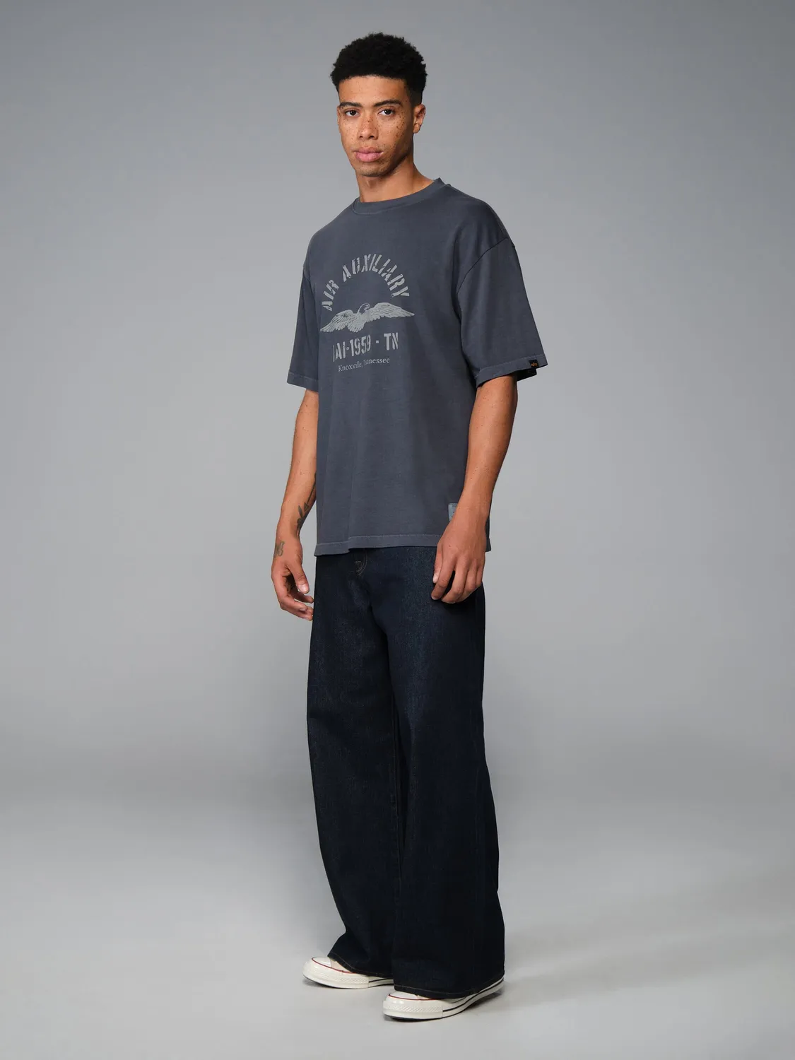 Alpha Industries Essential Battlewash Air Aux t-shirt noir délavé