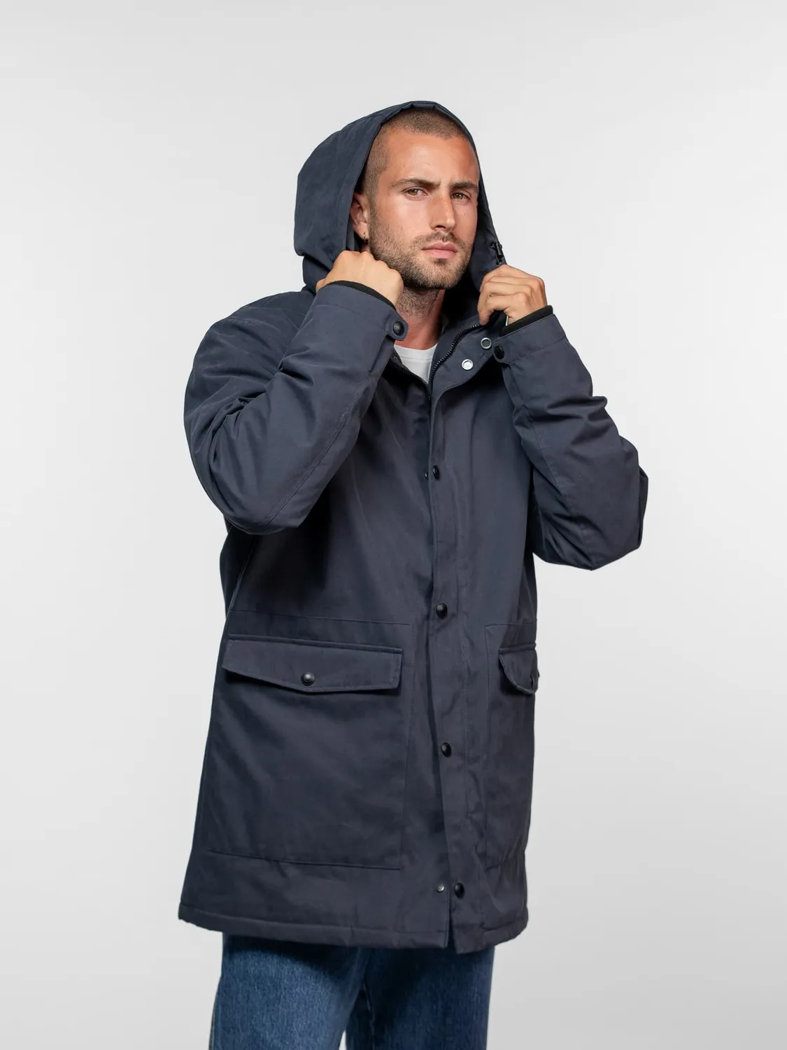 Daytona Lopez parka longue homme Navy doublure sherpa