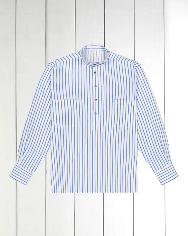 Hollington chemise col mao rayures pastel coton