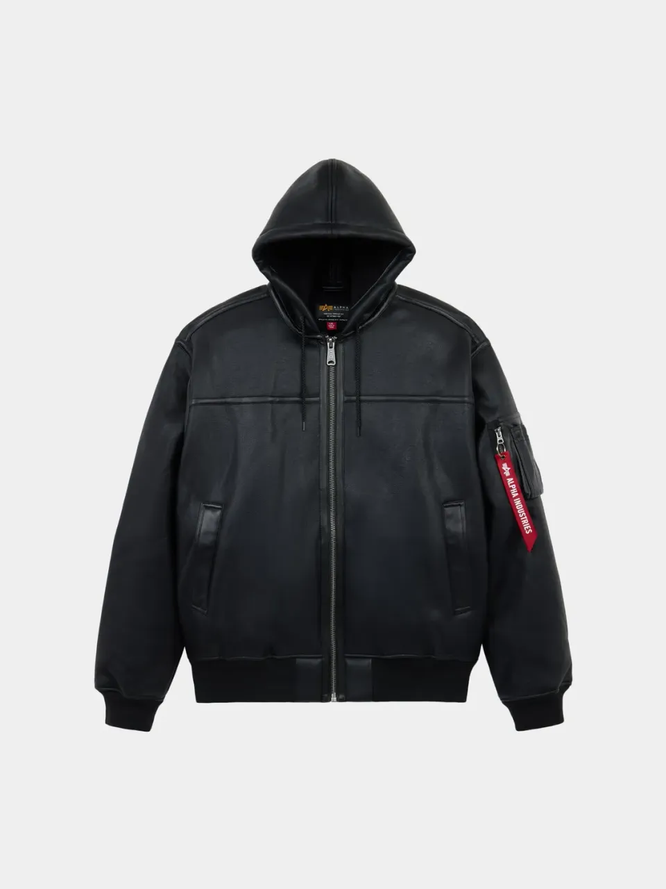 Alpha Industries MA-1 Hooded bomber simili cuir noir doublé