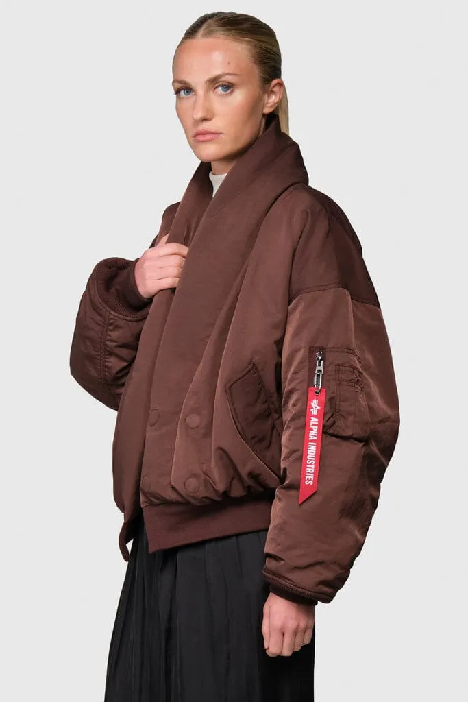 Alpha Industries Shawl Collar blouson bomber femme cocoa duvet
