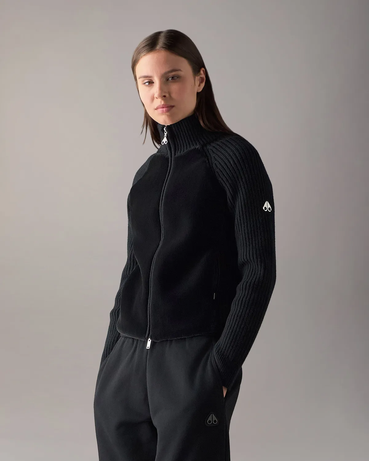 Moose Knuckles Junction pull zippé noir laine
