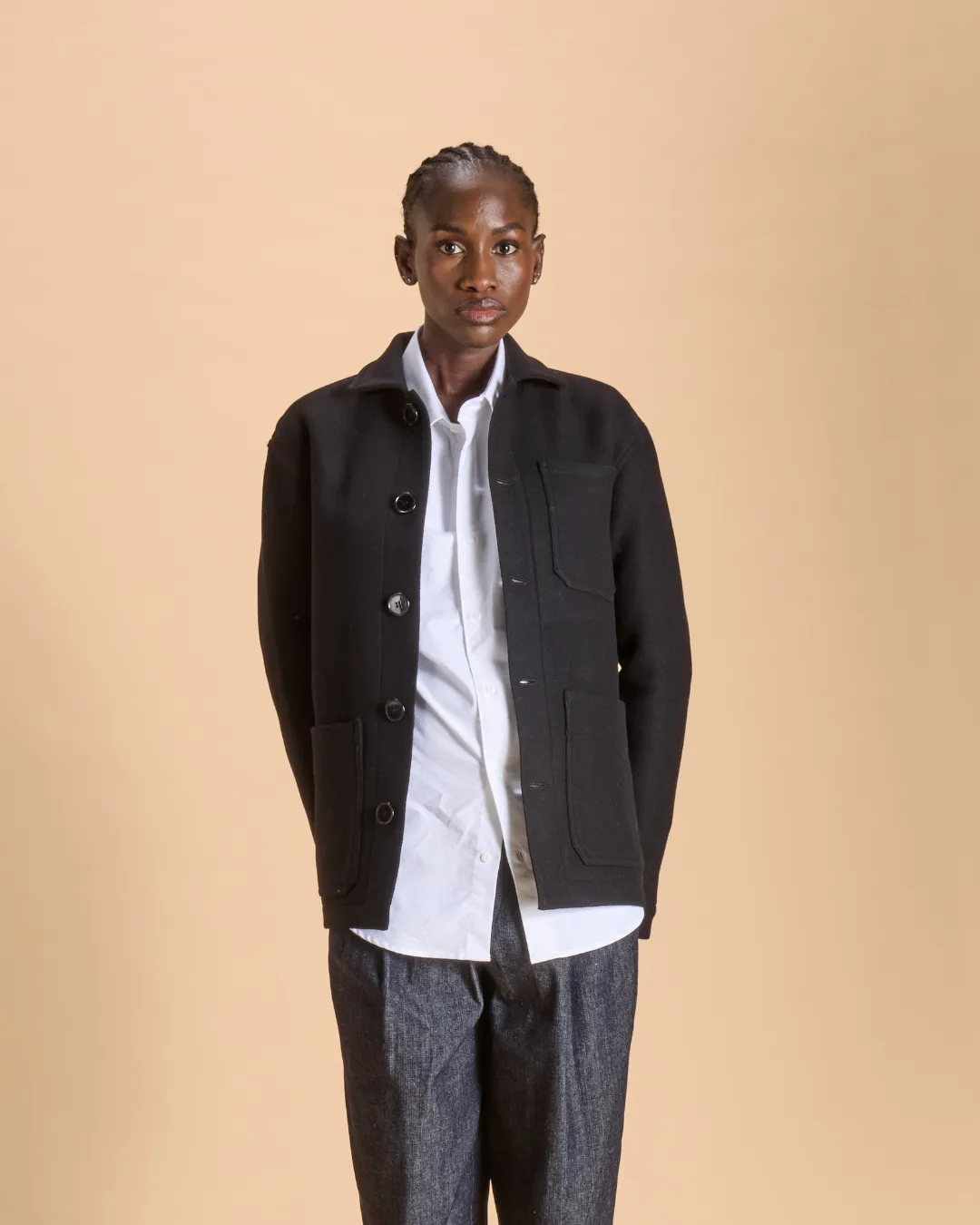 Soubacq Bleu Sesia veste de travail laine noire