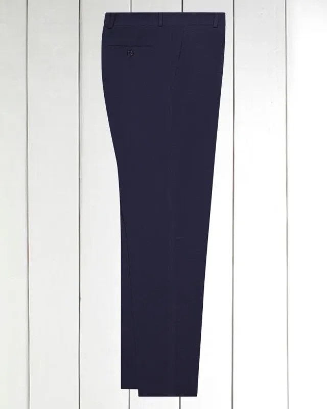 Hollington Siza pantalon seersucker bleu marine ajusté