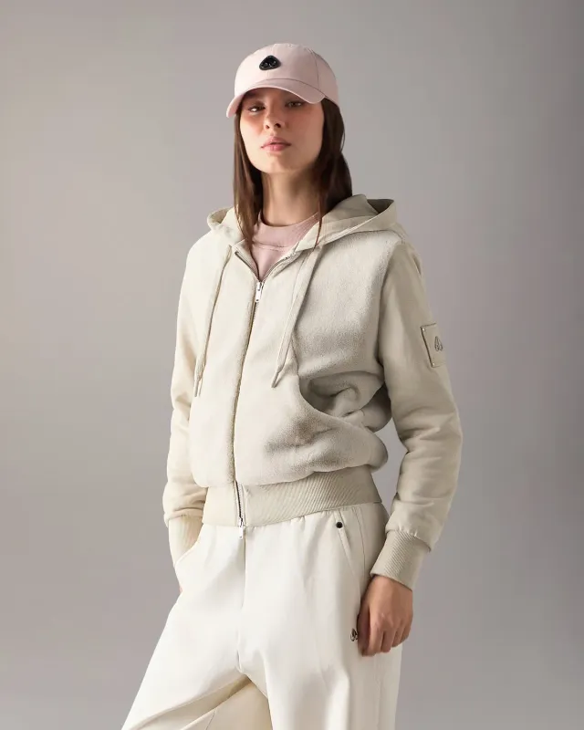 Moose Knuckles Roslyn Bunny sweat à capuche Alabaster fausse fourrure