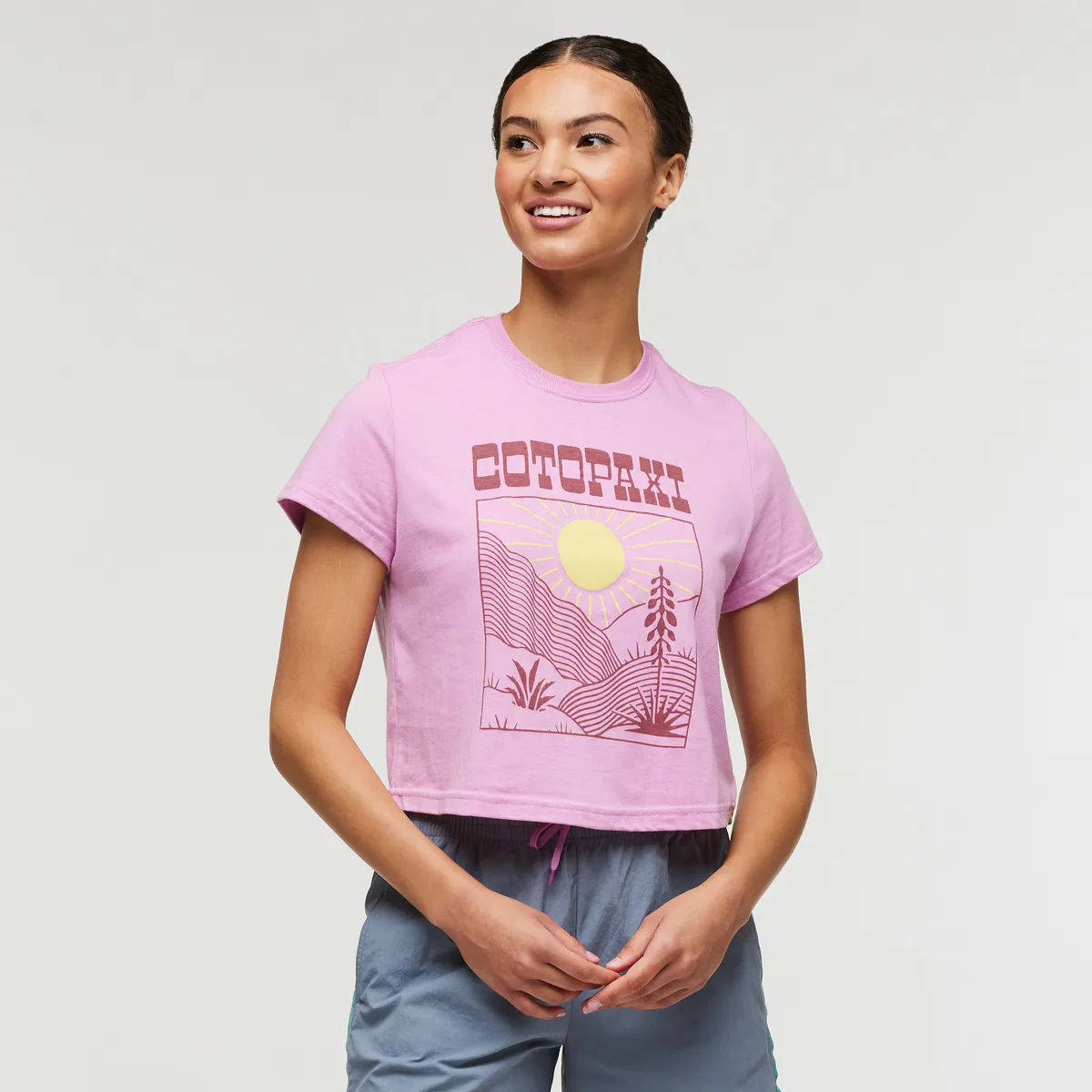 Cotopaxi Western Hills Crop T-shirt femme orchid bloom coton bio
