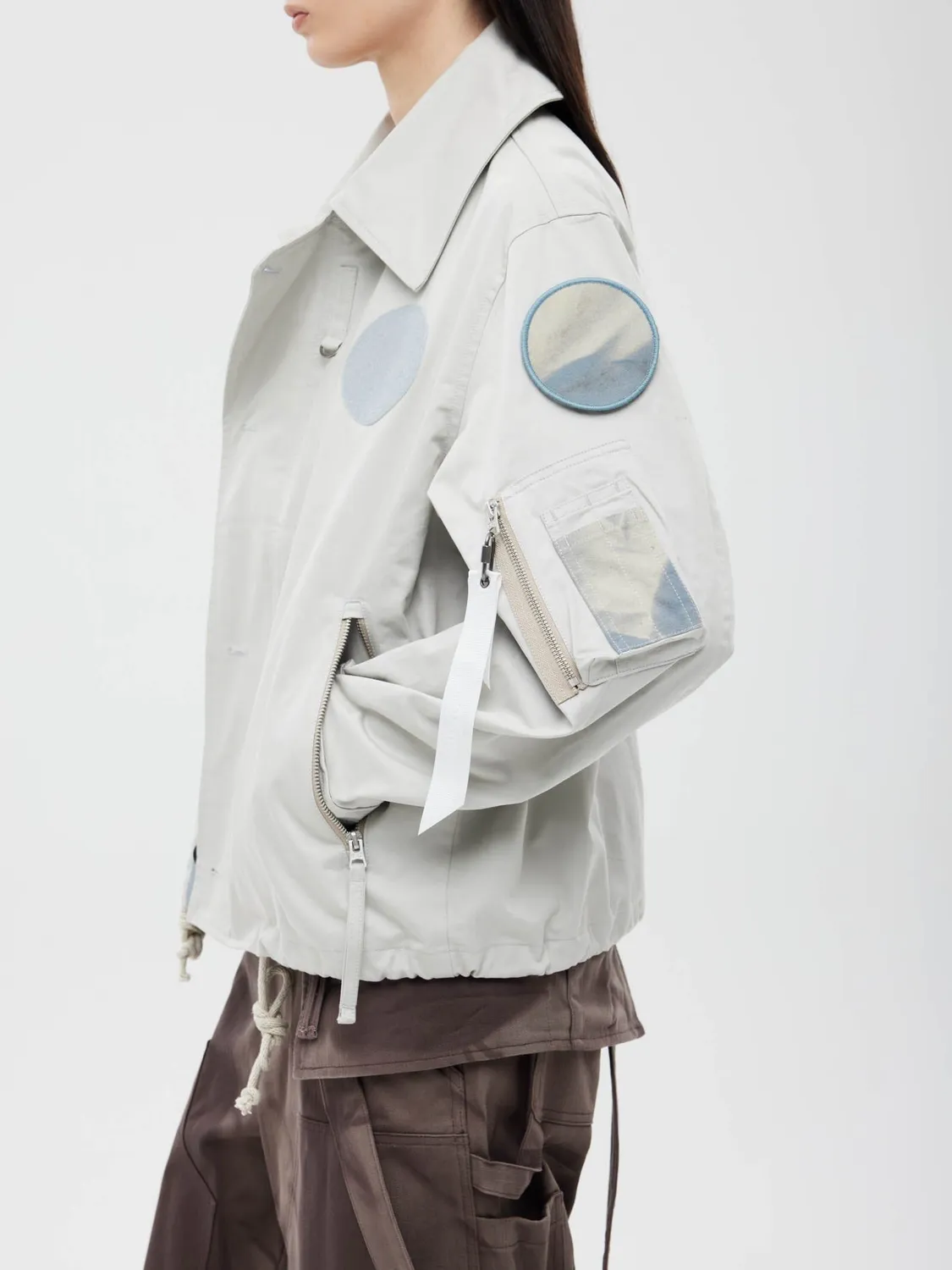 Jiyongkim x Alpha Sun-Bleached Wide Collar veste coton Light Gray