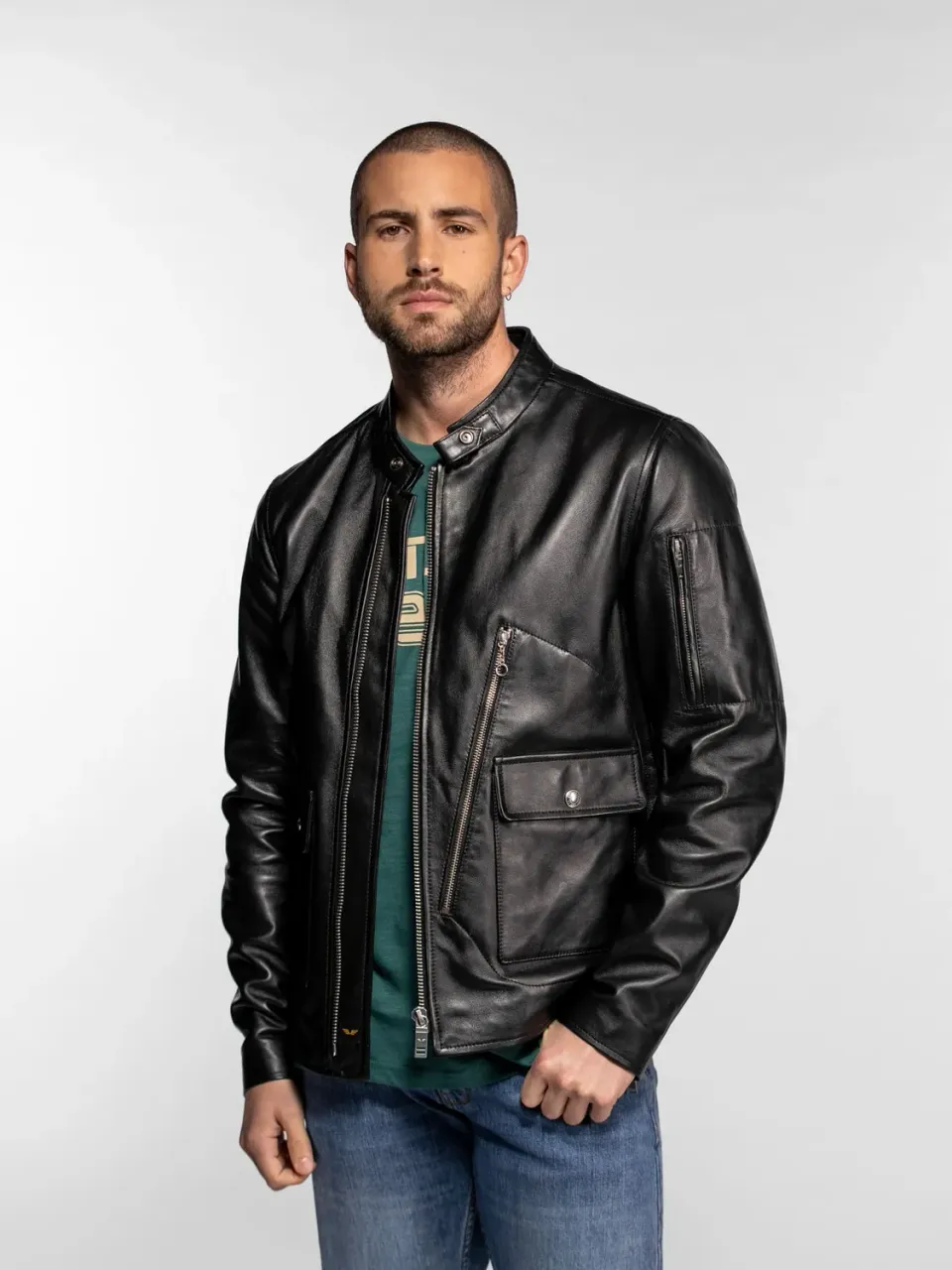 Daytona Wexford Blouson cuir moto mouton patiné noir